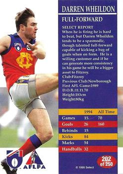 1995 Select AFL #202 Darren Wheildon Back